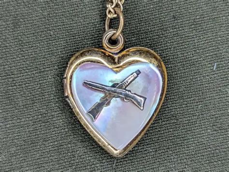 wwii us army infantry sweetheart locket necklace vintage 1940s rifles heart mop 39 99 picclick