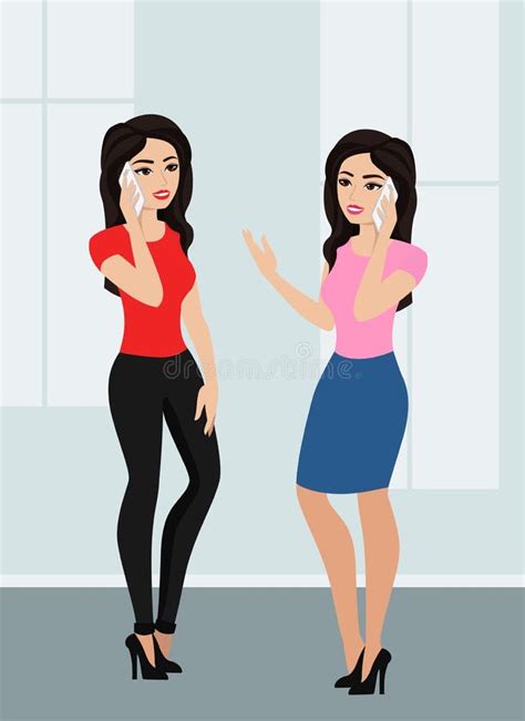 Two People Talking Phone Stock Illustrations 751 Two People Talking