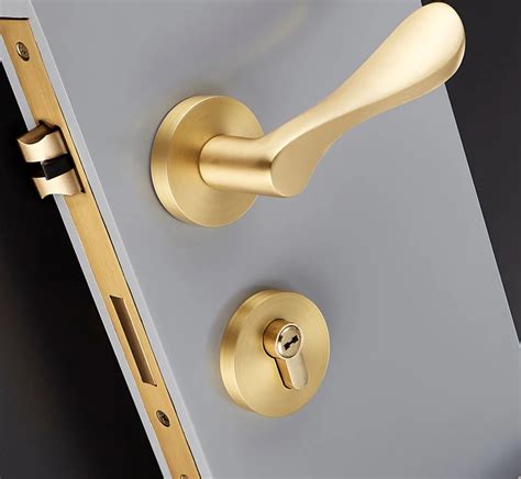 1set Brass Door Lock Comfortable Round Interior Door Handle Black