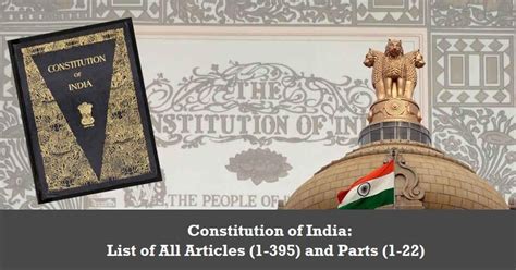 Constitution Of India List Of All Articles 1 395 And Parts 1 22