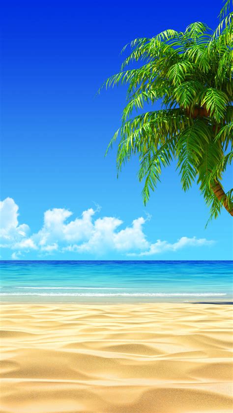 Tropical Beach Coconut Tree Illustration Iphone 6 Plus Hd