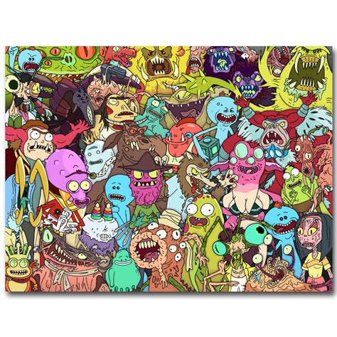 Rick And Morty Anime Art Silk Fabric Poster Print 13x18 20x27inch