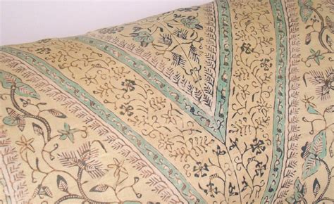 Hand Drawn Javanese Floral Batik Silk Bolster Pillow Cover Etsy