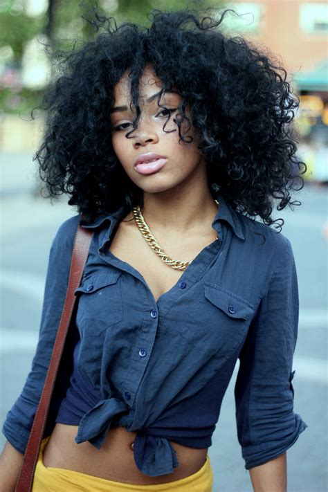 Black women natural hairstyles with headbands | blackhairlab.com. Girl with curly natural black hair - Ehotpics.com