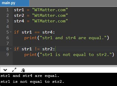 But i feel like there must be a more efficient way (fewer lines of code) to check other than turning the strings into lists. Python Compare Strings (Tutorial) - WTMatter