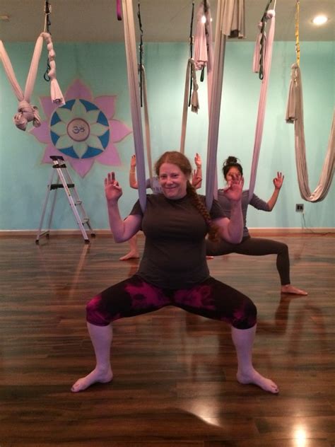 This goddess yoga pose is fierce and fiery and will make you feel the burn. Goddess. #aerialyoga | Aerial yoga, Aerial yoga poses ...