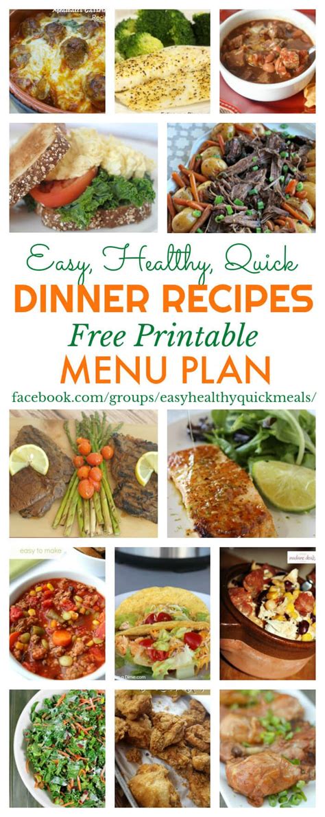 Easy Healthy Quick Meals Free Printable Menu Calendar Real Advice Gal