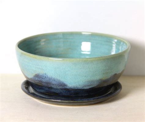 Ceramic Planter With Attached Plate Icy By Mudamorphosis On Etsy 48