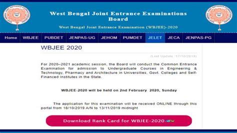 Find latest wbjee syllabus, wbjee exam pattern, wbjee question papers, admit card details, notification, eligibility criteria, and study material for physics, chemistry and maths. WBJEE Results 2020 DECLARED: Here's how to check your ...