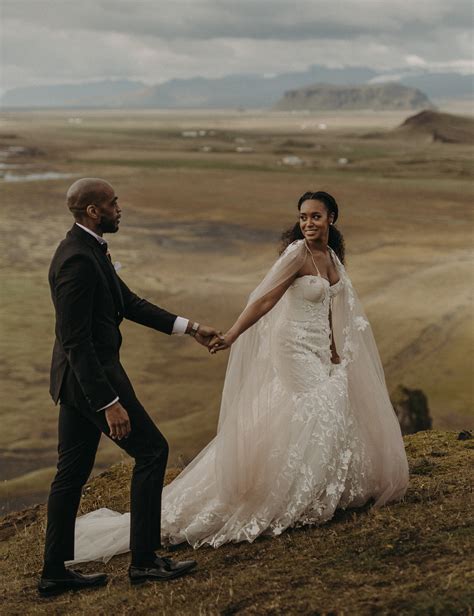 A Blush Bridal Cape For This Adventurous Cliffside Wedding In Iceland
