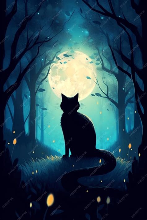 Premium Ai Image Black Cat Illustration