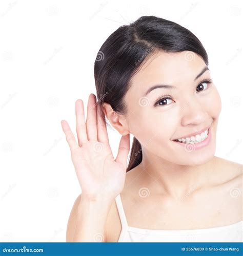 Young Beauty Listen By Ear Stock Image Image Of Blab 25676839