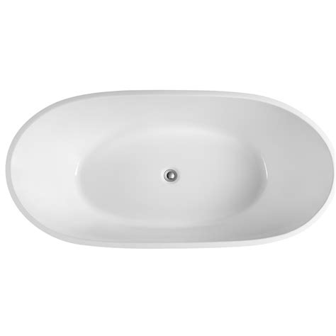 Eviva 308 In X 605 In White Acrylic Oval Freestanding Soaking Bathtub