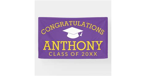 Congratulations Graduate Graduation Purple Gold Banner