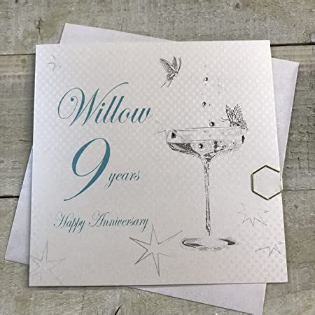 White Cotton Cards Bd C Coupe Glass Happy Anniversary Willow Years Handmade Anniversary
