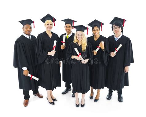 Graduating Student Throwing Graduation Hats Stock Image Image Of