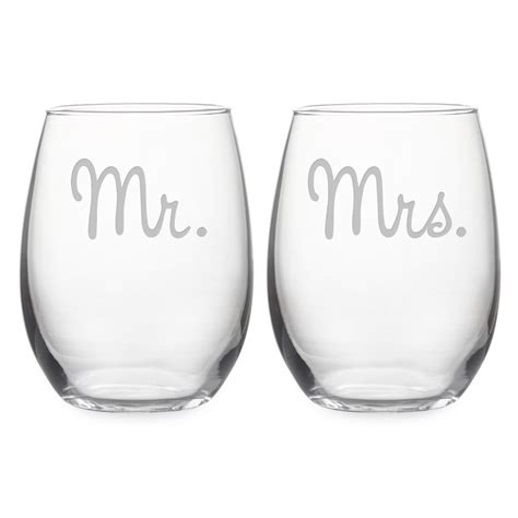 Mr Mrs Stemless Wine Glasses
