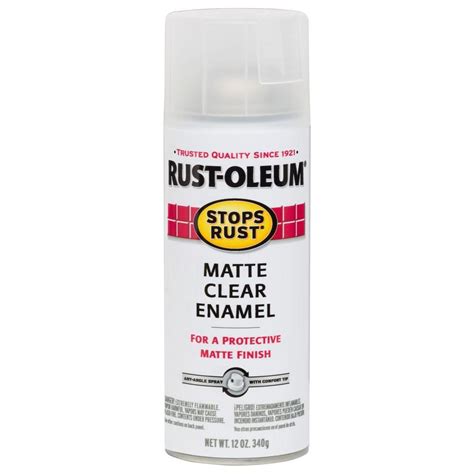 Click here to see all products. Rust-Oleum Stops Rust 12 oz. Protective Enamel Matte Clear ...