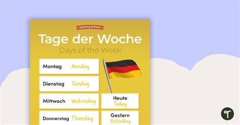 Days Of The Week German Language Poster Teaching Resource Teach Starter
