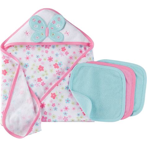 Gerber Newborn Baby Girl Towel And Washcloths Bath Essentials T Set
