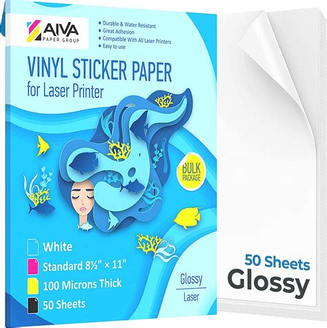 Printable Vinyl Sticker Paper For Laser Printer Glossy White 50