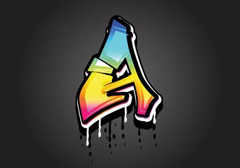 A Letter 3d Graffiti Dripping Alphabet Font Vector 7166044 Vector Art