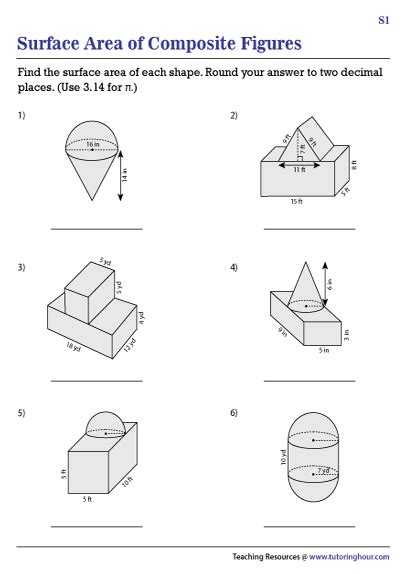 Surface Area Of Composite Shapes Worksheet
