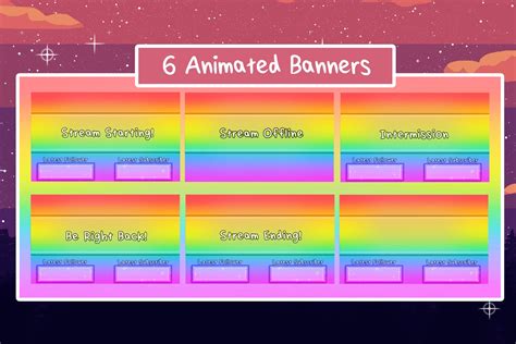 Rainbow Simple Twitch Stream Overlay Package Etsy