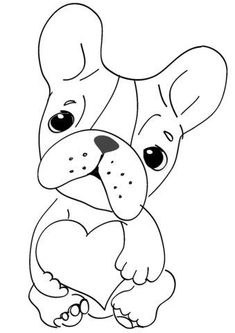 Cute Dog with Heart Coloring page | Heart coloring pages, Dog coloring