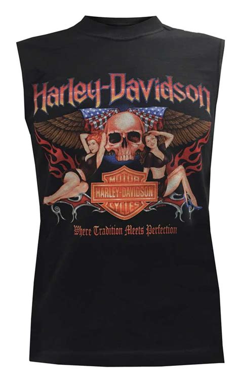 Harley Davidson® Mens Sleeveless Muscle Tee Spread Wings Pin Up