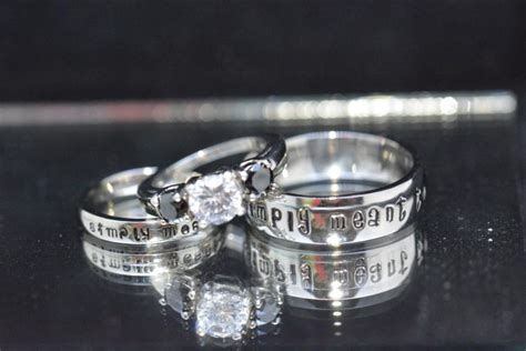 3 Pc Simply Meant To Be Couples Set White Sapphire Cz And Black Cz