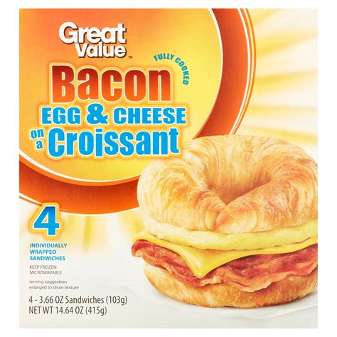 Great Value Bacon Egg And Cheese On A Croissant 1464 Oz 4 Count