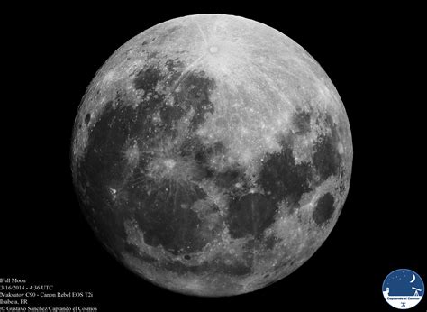 En este momento el la iluminación es del 100% y el ángulo de elongación o de fase de una descripción detallada de este evento hemos colocado en esta página: Luna llena 16 de marzo de 2014 - Captando el Cosmos