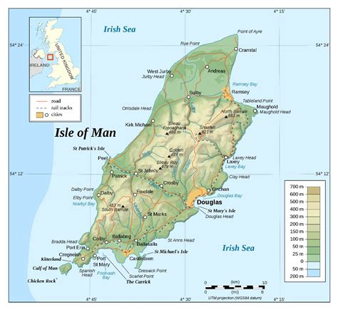 Welcome to manngis online mapping provided by the isle of man government. Large detailed physical map of Isle of Man with roads and ...