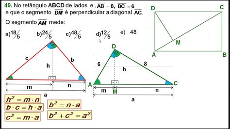 Relações Métricas No Triângulo Retângulo - Exercícios Com Respostas