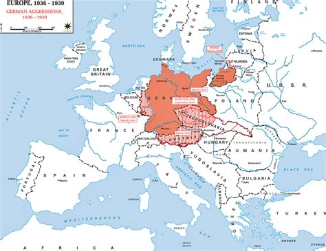 World War Ii Historical Map Of Europe 1936 1939 Illustrating