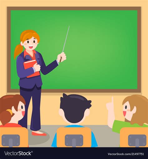 Teacher And Student On Lesson At Classroom Vector Image
