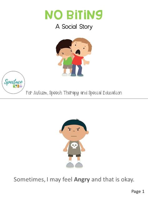 No Biting A Social Story For Autism And Behavior Management And