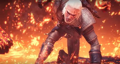 the witcher s geralt of rivia has joined the monster hunter world as a free update right now