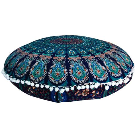 Gokul Handloom Navy Blue Round Sitting Cushion Covers At Rs 280 In Jaipur