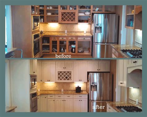 Meghan carter demonstrates how to glaze kitchen cabinets, so with her instructions, you'll have no trouble producing professional results when glazing kitchen cabinets. cream painted cabinets with glaze before and after - Bella ...