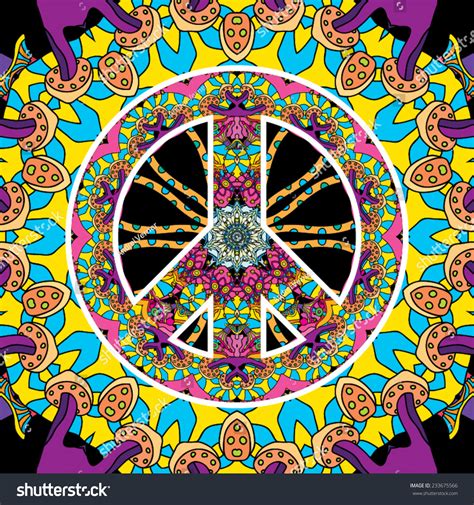 Psychedelic Peace Symbol Seamless Texture On Stock Vector Royalty Free
