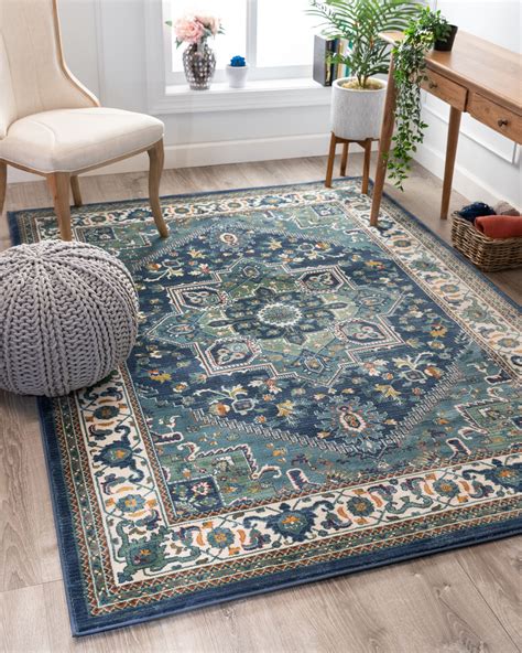 Well Woven Tulsa Jackie Traditional Vintage Medallion Blue 710 X 910