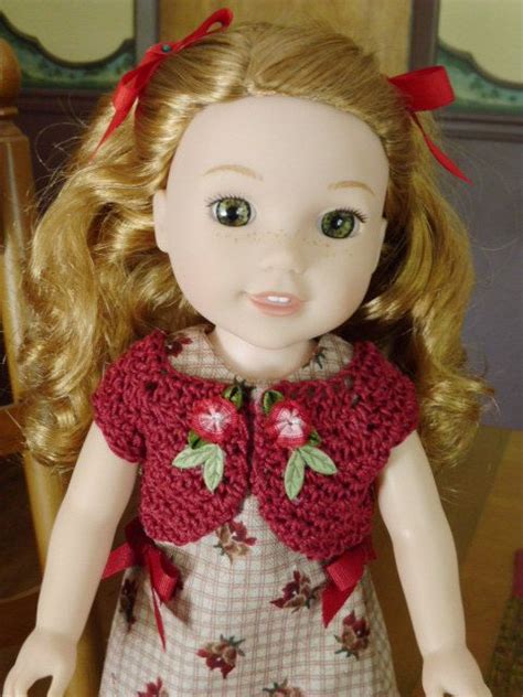 Goldred Dress With Matching Crocheted Shrug For Wellie Etsy Wellie Wishers Willa Wellie