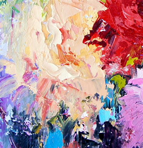 Palette Knife Painters International Abstract Roses Impressionist Floral Painting By Marion Hedger