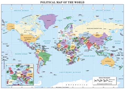 A world map is a map of most or all of the surface of earth. World Political map A3 and A4 size : Cosmographics Ltd