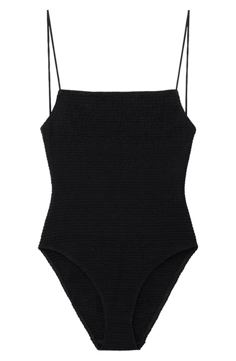 TotÊme Smocked One Piece Swimsuit Black Editorialist