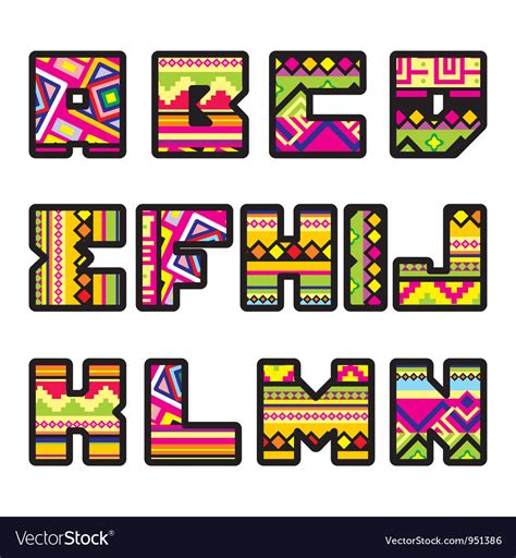 Mexican Alphabet Part 1 Royalty Free Vector Image