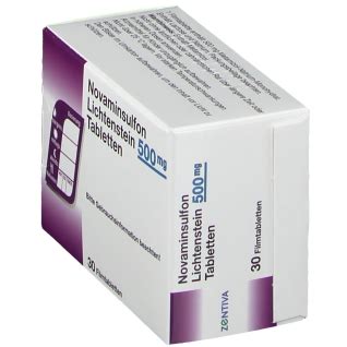 Fachinformation (zusammenfassung der merkmale des arzneimittels) novaminsulfon injekt 1000 mg lichtenstein novaminsulfon injekt 2500 mg lichtenstein (pdf). Novaminsulfon 500 mg Lichtenstein Filmtabletten 30 St ...