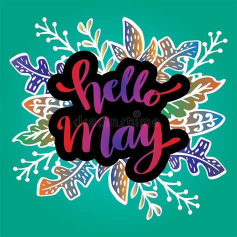 Hello May Hand Lettering Stock Vector Illustration Of Calligraphy
